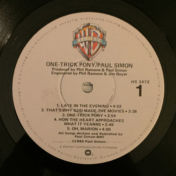 Paul Simon : One-Trick Pony (LP, Album, Win)