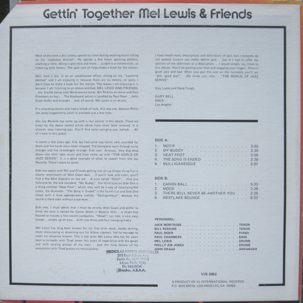 Mel Lewis & Friends ~ Gettin' Together (Vinyl) - Djungel & Jazz