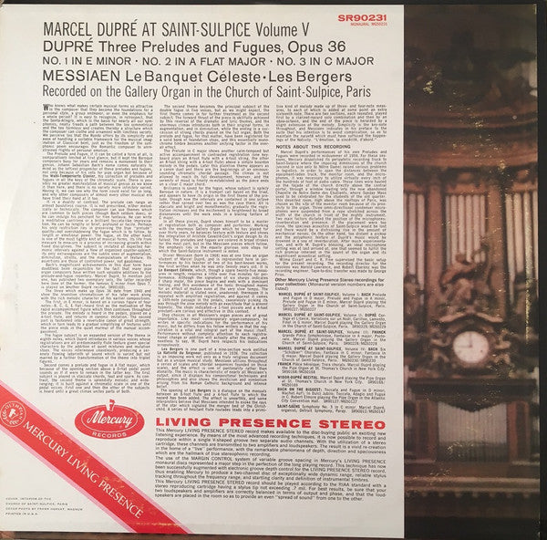 Marcel Dupré And Olivier Messiaen ~ Marcel Dupré At Saint-Sulpice Vol. 5 (Vinyl) - Djungel & Jazz