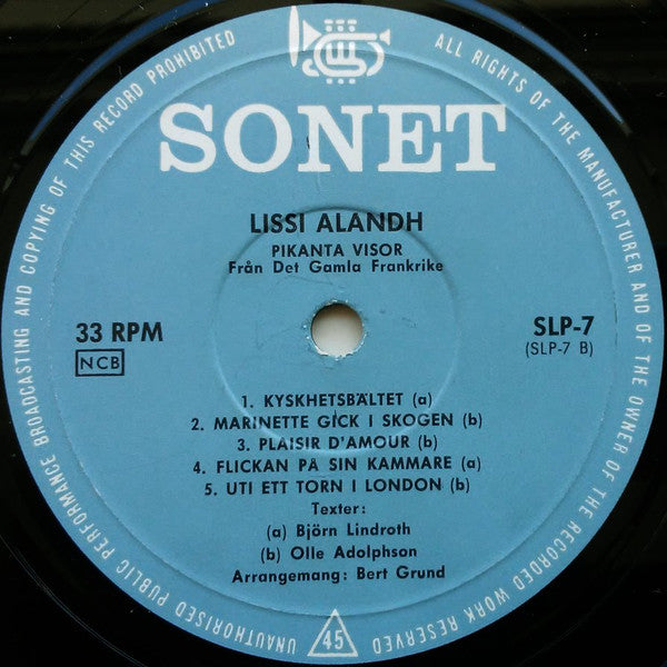 Lissi Alandh : Pikanta Visor Från Det Gamla Frankrike (LP, Album)