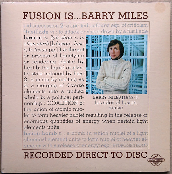 Barry Miles ~ Fusion Is... (Vinyl) - Djungel & Jazz