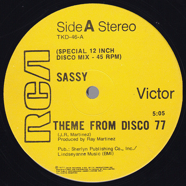 Sassy : Theme From Disco 77 (12")