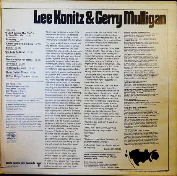 Lee Konitz & Gerry Mulligan ~ Konitz Meets Mulligan (Vinyl) - Djungel & Jazz