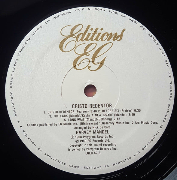 Harvey Mandel : Cristo Redentor (LP, Album, RE, RM)