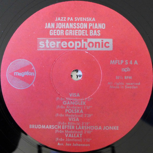 Jan Johansson ~ Jazz På Svenska (Vinyl) - Djungel & Jazz