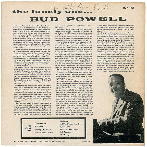 Bud Powell ~ The Lonely One (Vinyl) - Djungel & Jazz