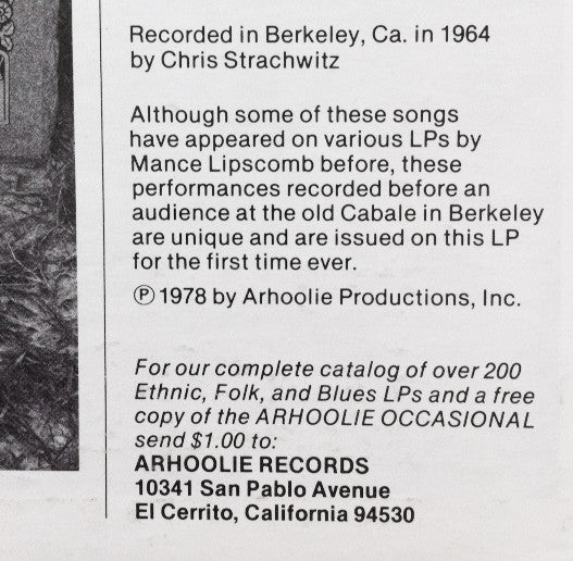 Mance Lipscomb ~ You'll Never Find Another Man Like Mance (Vinyl) - Djungel & Jazz