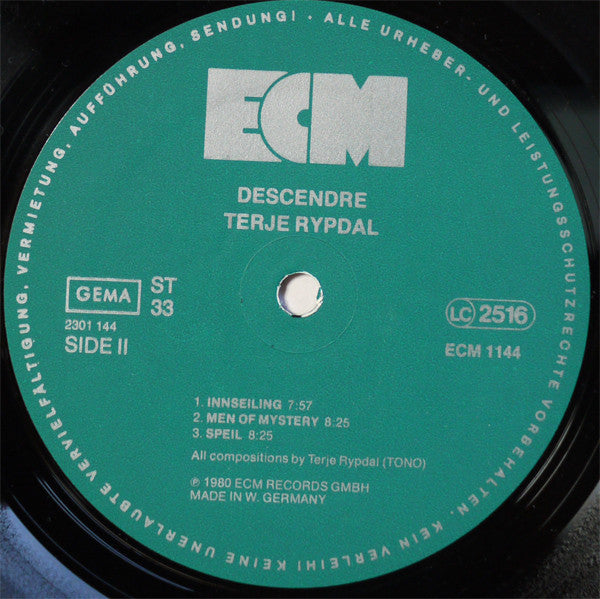 Terje Rypdal ~ Descendre (Vinyl) - Djungel & Jazz