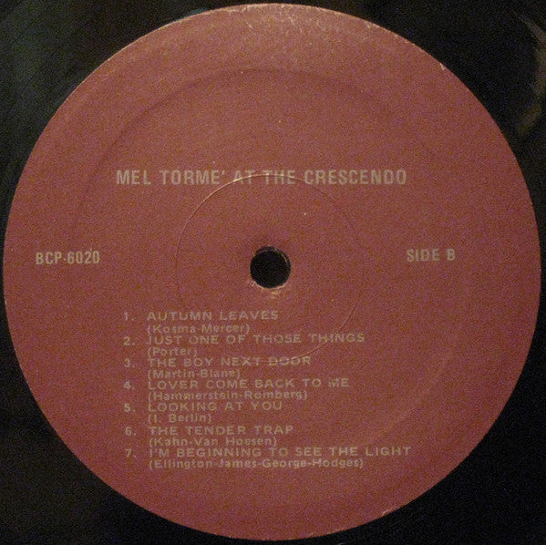 Mel Tormé ~ Gene Norman Presents Mel Torme At The Crescendo (Vinyl) - Djungel & Jazz