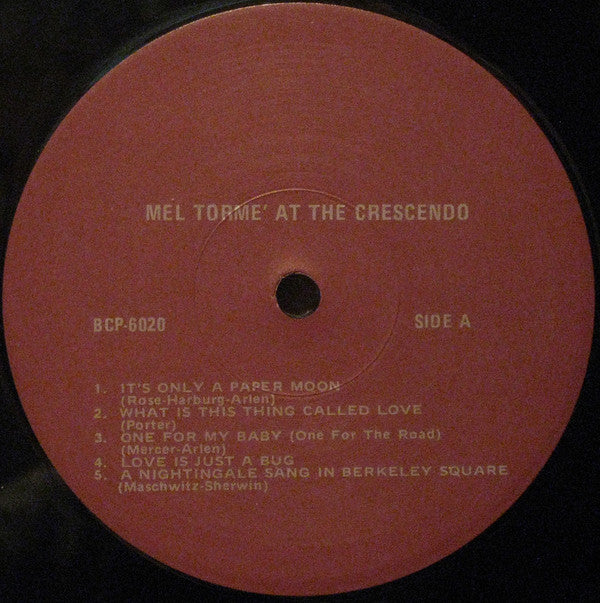 Mel Tormé ~ Gene Norman Presents Mel Torme At The Crescendo (Vinyl) - Djungel & Jazz