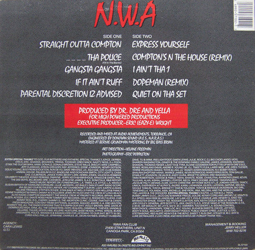 N.W.A. ~ Straight Outta Compton (Vinyl) - Djungel & Jazz