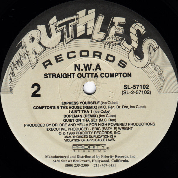 N.W.A. ~ Straight Outta Compton (Vinyl) - Djungel & Jazz