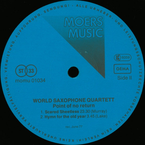 The World Saxophone Quartett ~ Point Of No Return (Vinyl) - Djungel & Jazz