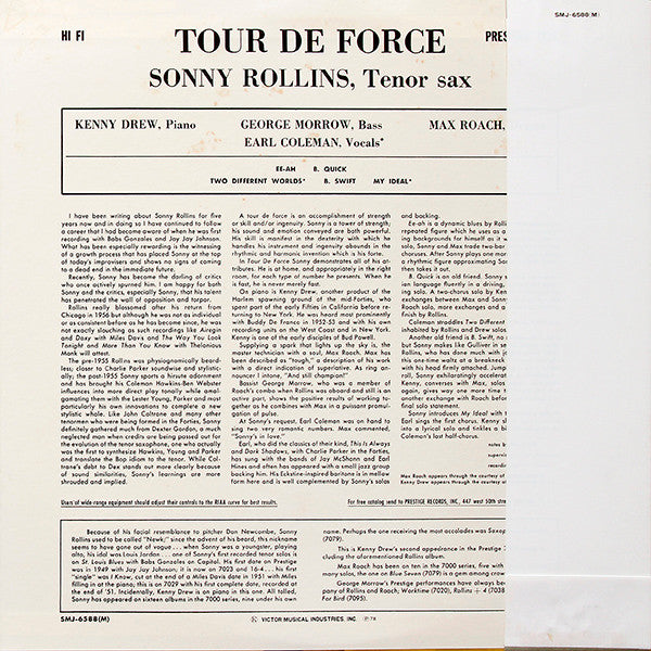 Sonny Rollins ~ Tour De Force (Vinyl) - Djungel & Jazz