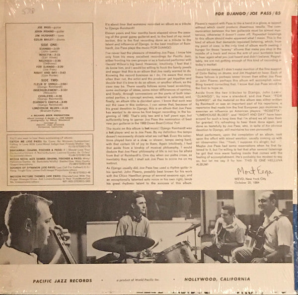Joe Pass ~ For Django (Vinyl) - Djungel & Jazz