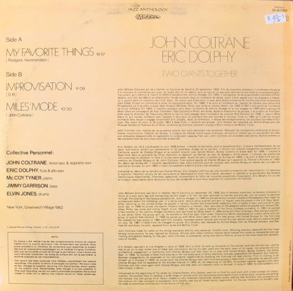 John Coltrane / Eric Dolphy ~ Two Giants Together - Rare Live Performance 1962 (Vinyl) - Djungel & Jazz