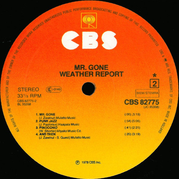 Weather Report ~ Mr. Gone (Vinyl) - Djungel & Jazz