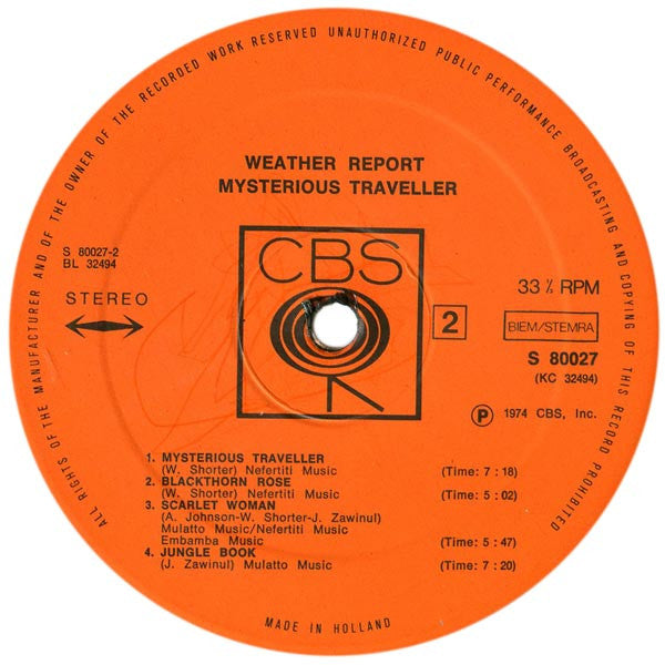 Weather Report ~ Mysterious Traveller (Vinyl) - Djungel & Jazz