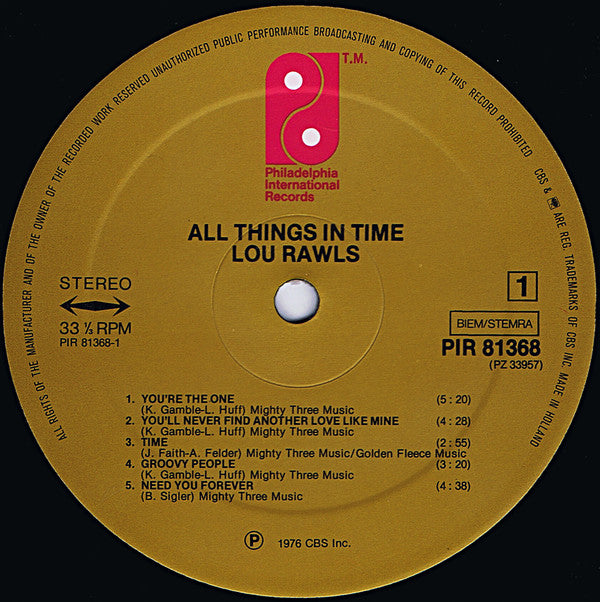 Lou Rawls : All Things In Time (LP, Album)