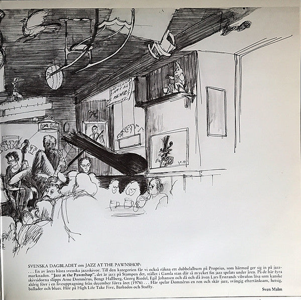 Arne Domnérus, Bengt Hallberg, Georg Riedel, Egil Johansen + Lars Erstrand : Jazz At The Pawnshop (2xLP, Album, Gat)