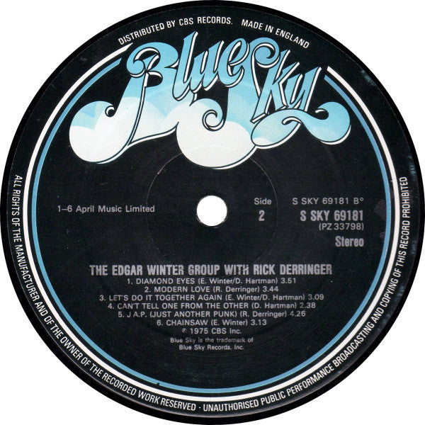 The Edgar Winter Group With Rick Derringer ~ The Edgar Winter Group With Rick Derringer (Vinyl) - Djungel & Jazz