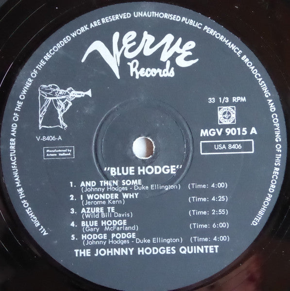 Johnny Hodges ~ Blue Hodge (Vinyl) - Djungel & Jazz