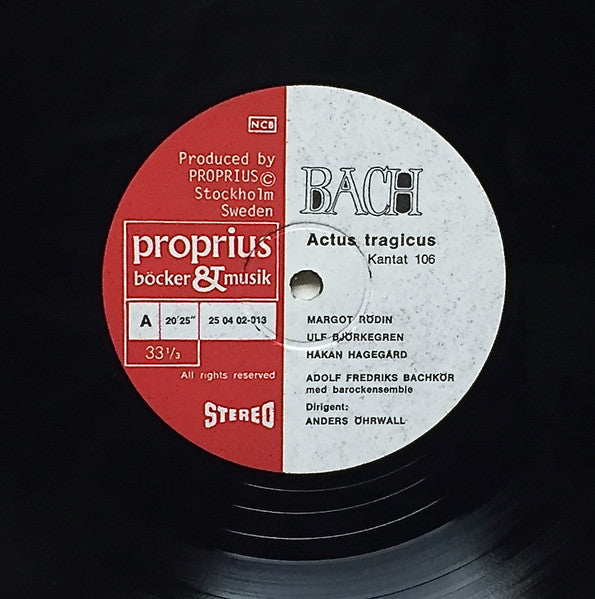 Bach / Adolf Fredriks Bachkör ~ Actus Tragicus Cantata 106 / Wachet Auf Cantata 140 (Vinyl) - Djungel & Jazz