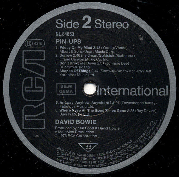 Bowie ~ Pinups (Vinyl) - Djungel & Jazz