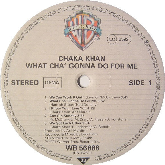 Chaka Khan ~ What Cha' Gonna Do For Me (Vinyl) - Djungel & Jazz