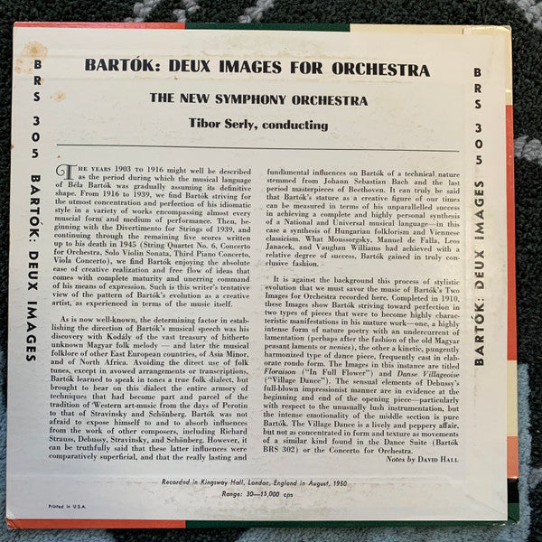 Béla Bartók, Tibor Serly, The New Symphony Orchestra Of London ~ Deux Images For Orchestra (Vinyl) - Djungel & Jazz