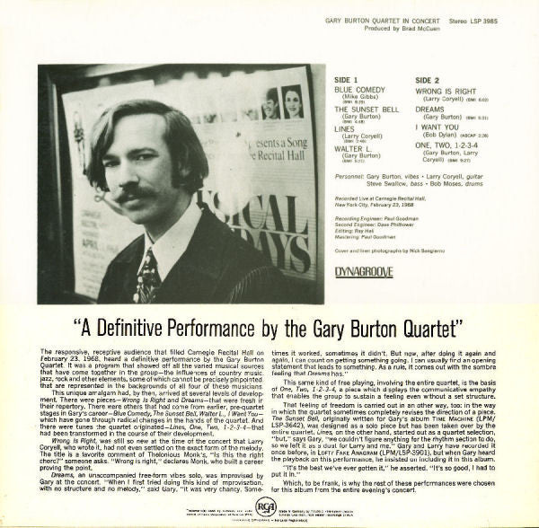 Gary Burton Quartet ~ Gary Burton Quartet In Concert (Vinyl) - Djungel & Jazz