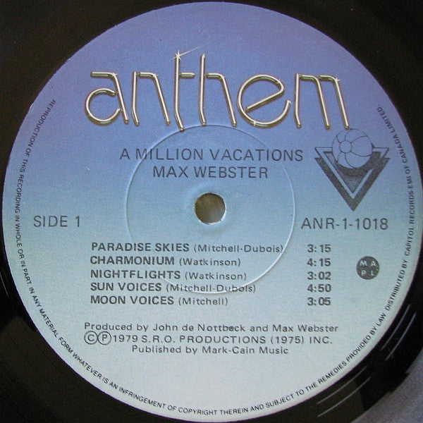 Max Webster ~ A Million Vacations (Vinyl) - Djungel & Jazz