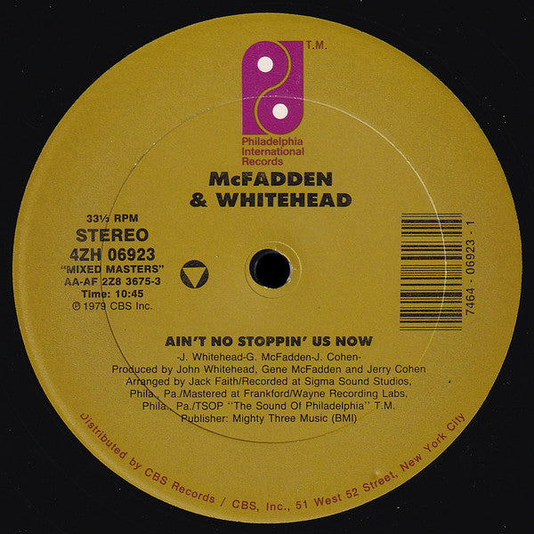 McFadden & Whitehead / The Jones Girls : Ain't No Stoppin' Us Now / You Gonna Make Me Love Somebody Else (12", Single)
