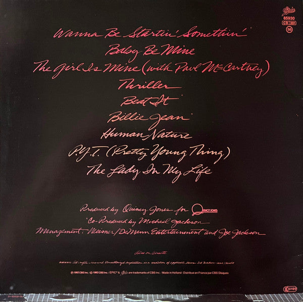 Michael Jackson : Thriller (LP, Album, Gat)
