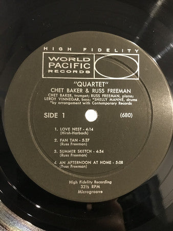 Chet Baker Quartet ~ Quartet: Chet Baker & Russ Freeman (Vinyl) - Djungel & Jazz