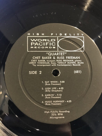 Chet Baker Quartet ~ Quartet: Chet Baker & Russ Freeman (Vinyl) - Djungel & Jazz