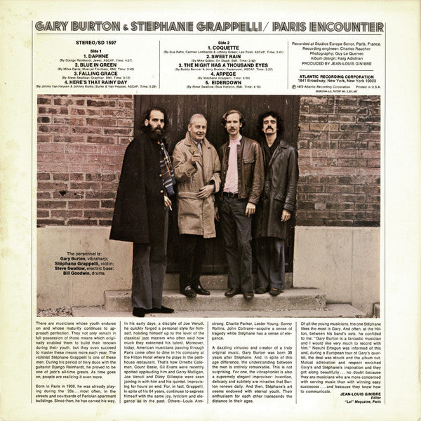 Gary Burton & Stephane Grappelli ~ Paris Encounter (Vinyl) - Djungel & Jazz