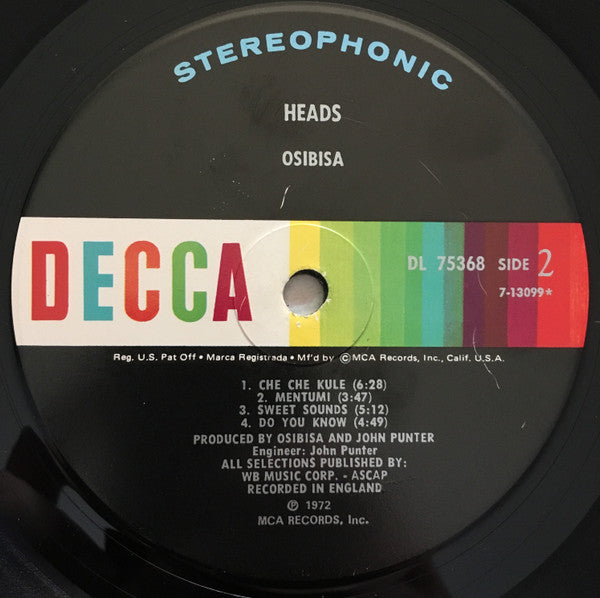 Osibisa ~ Heads (Vinyl) - Djungel & Jazz