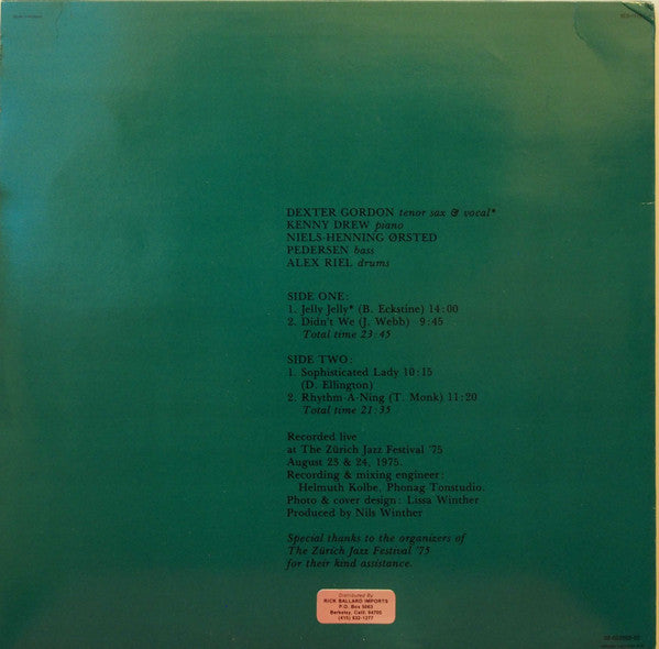 Dexter Gordon Quartet ~ Swiss Nights Vol. 3 (Vinyl) - Djungel & Jazz