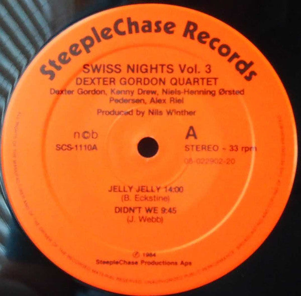 Dexter Gordon Quartet ~ Swiss Nights Vol. 3 (Vinyl) - Djungel & Jazz