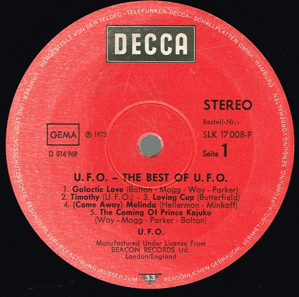 UFO ~ The Best Of UFO (Vinyl) - Djungel & Jazz