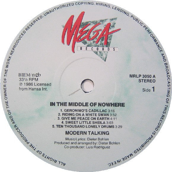 Modern Talking ~ In The Middle Of Nowhere - The 4th Album (Vinyl) - Djungel & Jazz