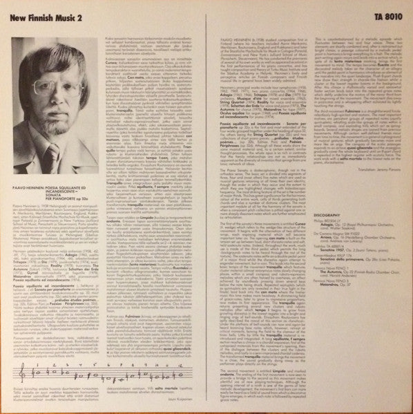 Paavo Heininen ~ New Finnish Music 2 (Vinyl) - Djungel & Jazz