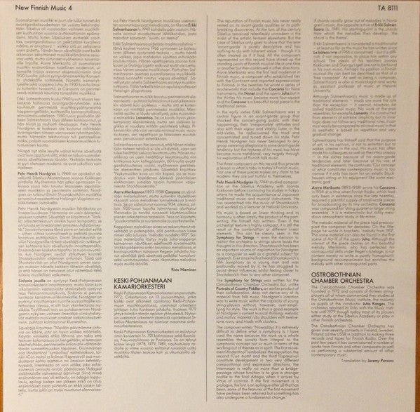 Pehr Henrik Nordgren, Erkki Salmenhaara, Aarre Merikanto, Ostrobothnian Chamber Orchestra, Juha Kangas ~ New Finnish Music 4 (Vinyl) - Djungel & Jazz