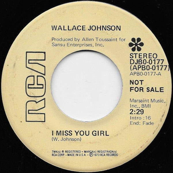 Wallace Johnson ~ On My Way Back Home / I Miss You Girl (Vinyl) - Djungel & Jazz