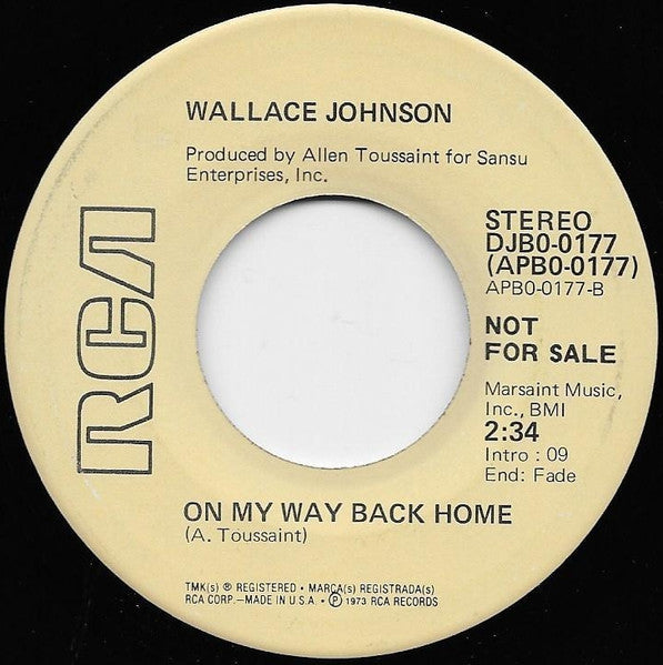 Wallace Johnson ~ On My Way Back Home / I Miss You Girl (Vinyl) - Djungel & Jazz