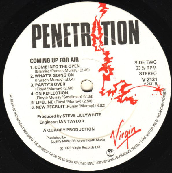 Penetration (2) : Coming Up For Air (LP, Album)