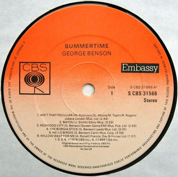 George Benson ~ Summertime (Vinyl) - Djungel & Jazz