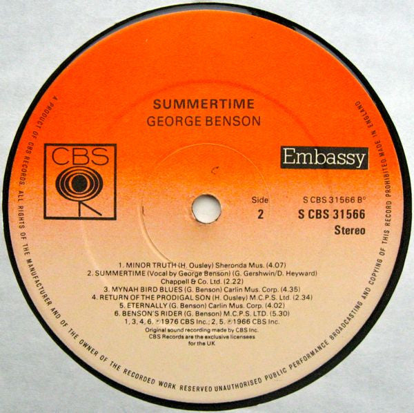 George Benson ~ Summertime (Vinyl) - Djungel & Jazz