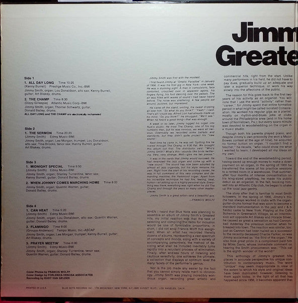 Jimmy Smith ~ Jimmy Smith's Greatest Hits! (Vinyl) - Djungel & Jazz